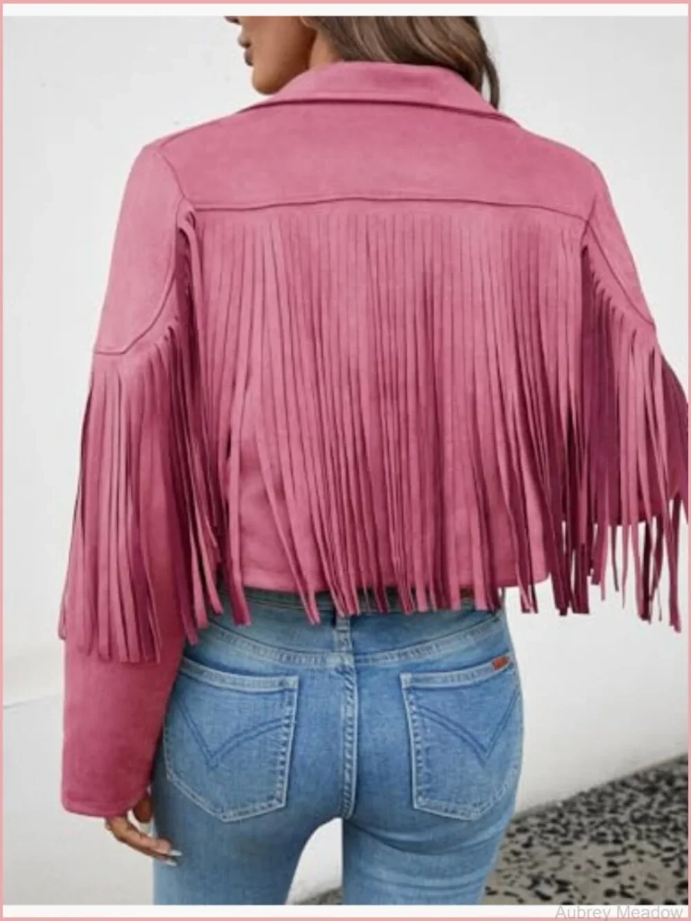 Faux Suede Fringe Cropped Jacket With Lining Western Cowgirl Coat - Picture 2 of 7